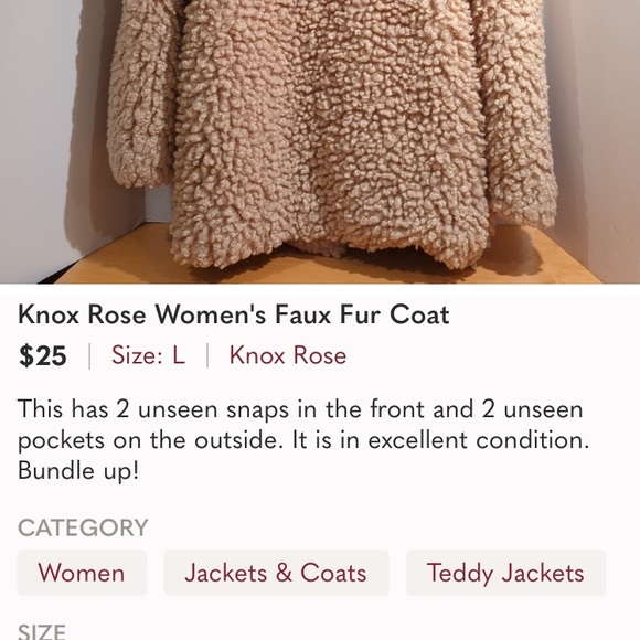 Knox Rose Women's Faux Fur Coat. Super soft and cozy - Picture 4 of 4